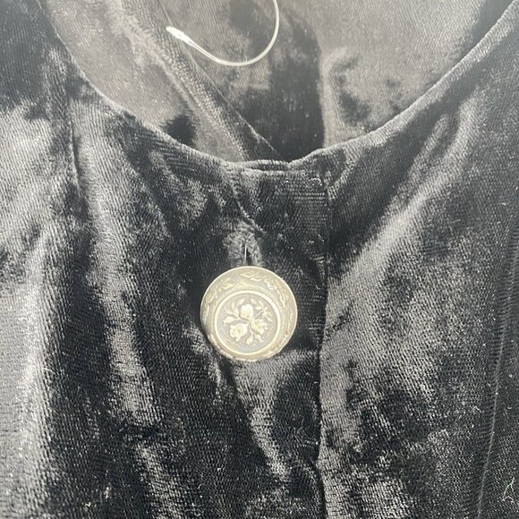 Double D Ranch VTG Size M Western Crushed Velvet Jacket Black RARE Shoulder Pads - Picture 9 of 16